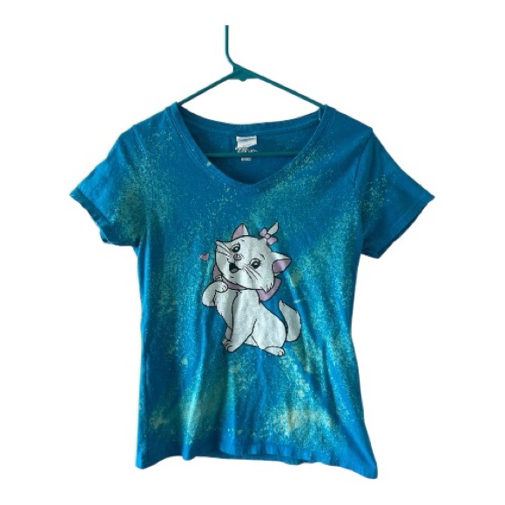 Disney Marie Cat Bleach Dyed Tee | Size S | Custom Upcycled Graphic Shirt
